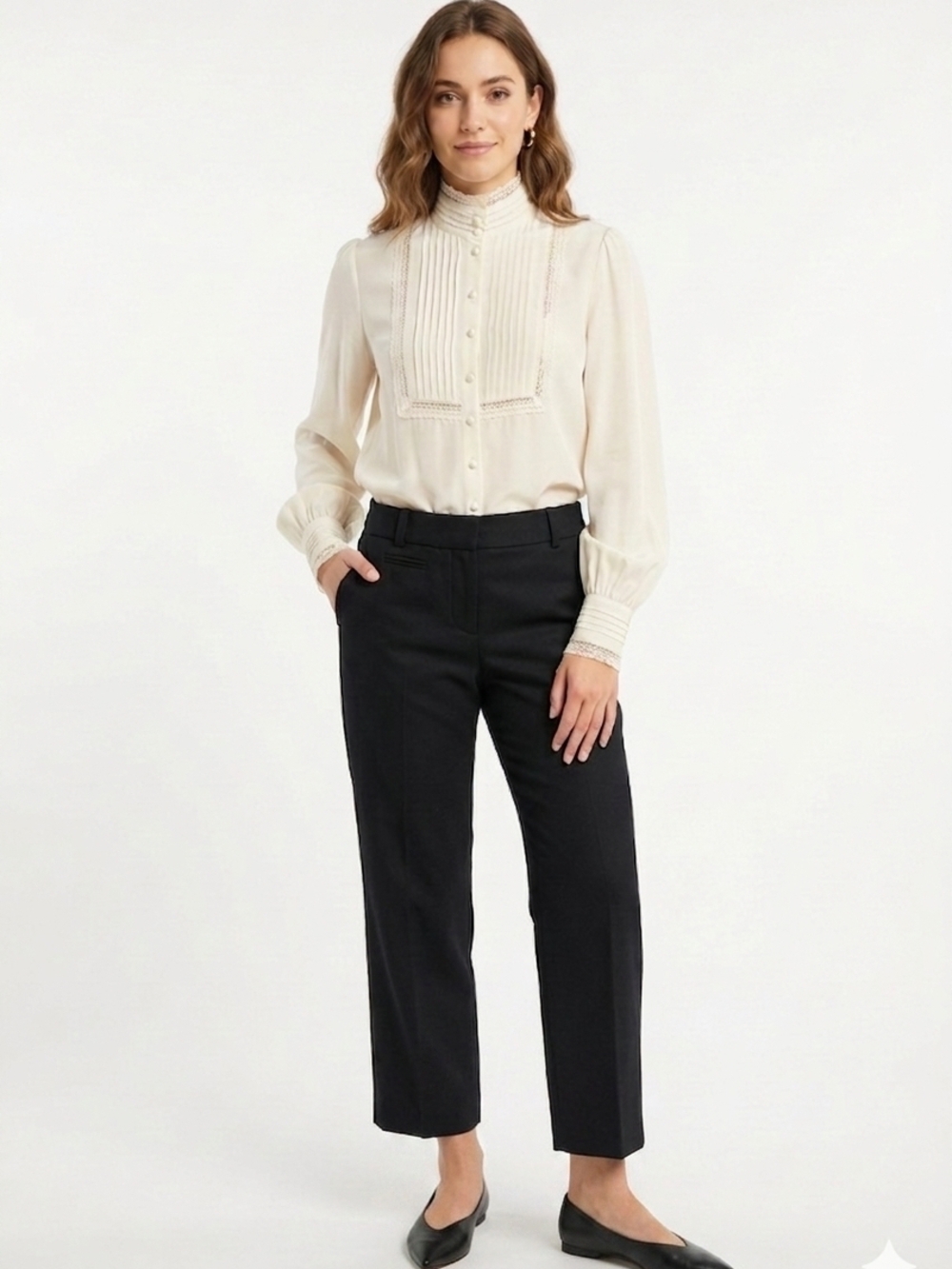 Authentic Chloé Wool Wide Leg Trousers Pants Black Size 42 France US 8/10